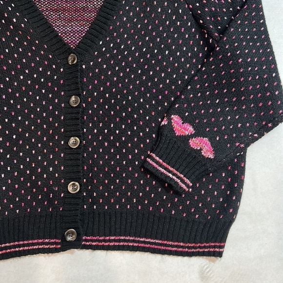 Torrid Cardigan Drop Shoulder V-Neck Button Front Sweater 3X NWT New black pink - Picture 4 of 7